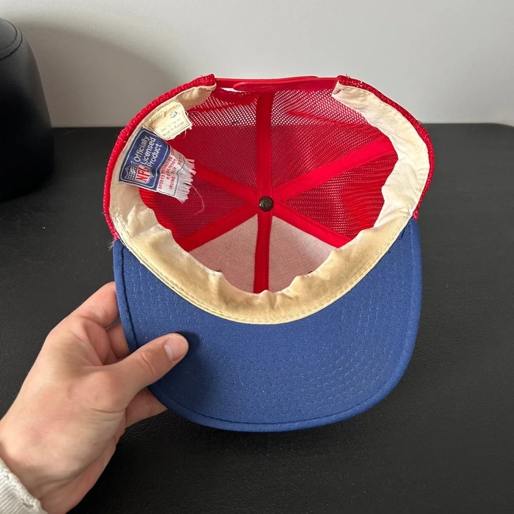 Vintage 80s Car Quest Trucker Hat Cap Snap‎ Back Adjustable Red Blue NFL Adult